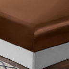 Treely 6 Piece Satin Sheets Queen Size Silky Smooth Brown Satin Sheet Set With Deep Pocket, Satin Fitted Sheet, Flat Sheet, 4 Sa