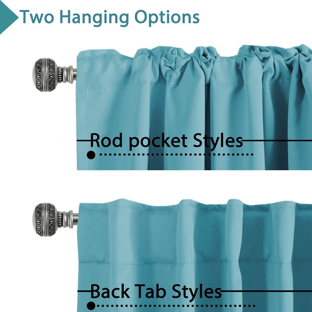 H.Versailtex Blackout Curtains Thermal Insulated Window Treatment Panels Room Darkening Blackout Drapes For Living Room Back Tab/Rod Pocket Bedroom Draperies, 52 X 45 Inch, Aqua, 2 Panels