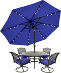 Mastercanopy Patio Umbrella With 32 Solar Led Lights -8 Ribs (9Ft,Blue)