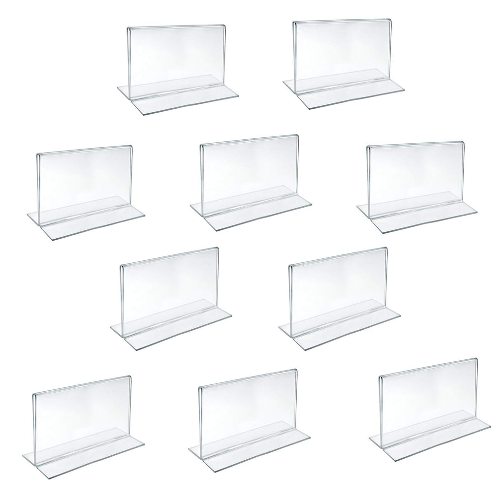 Azar 152727 Horizontal Double-Sided Stand Up Sign Holder, 10 Count Clear, 6 In W X 4 In H