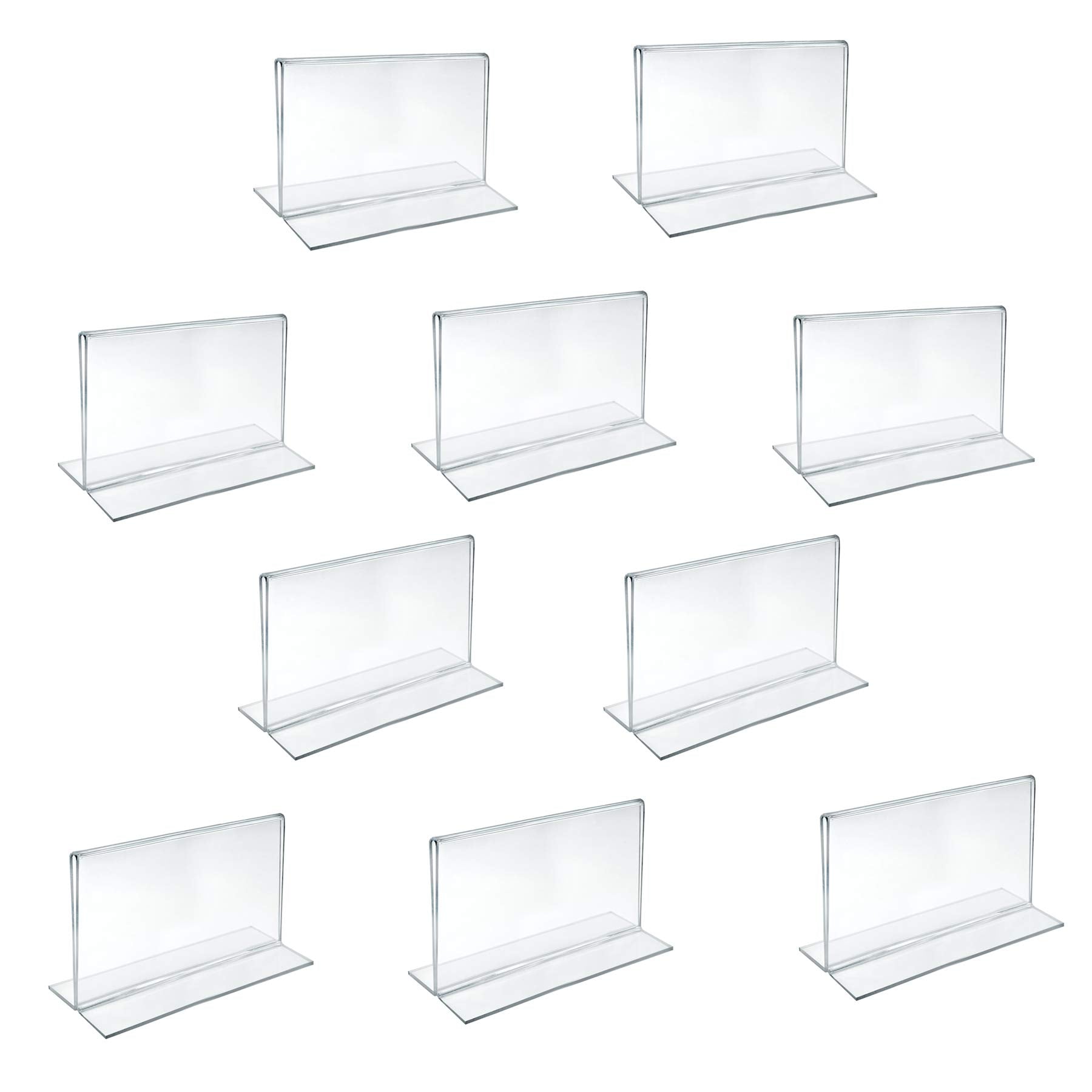 Azar 152727 Horizontal Double-Sided Stand Up Sign Holder, 10 Count Clear, 6 In W X 4 In H