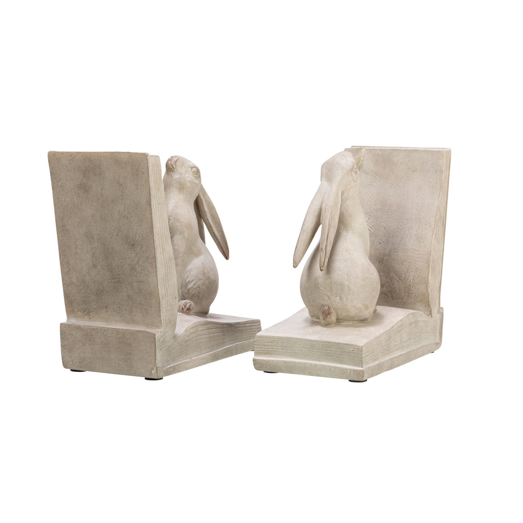 Creative Co-Op Bunny Rabbit Bookends Set of 2 White Polyresin EC1501