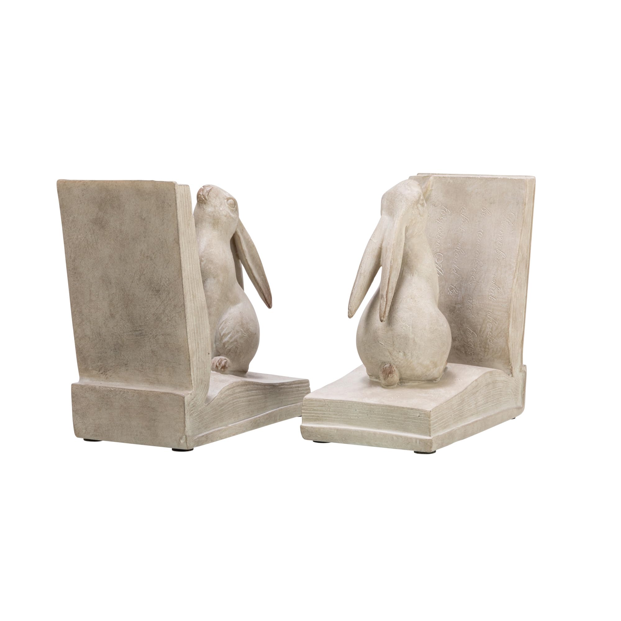 Creative Co-Op Bunny Rabbit Bookends Set of 2 White Polyresin EC1501