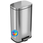 iTouchless SoftStep 8 Gallon Stainless Steel with Deodorizer Filter System & Inner Bucket, 30 Liter Foot Pedal Garbage Bin for O