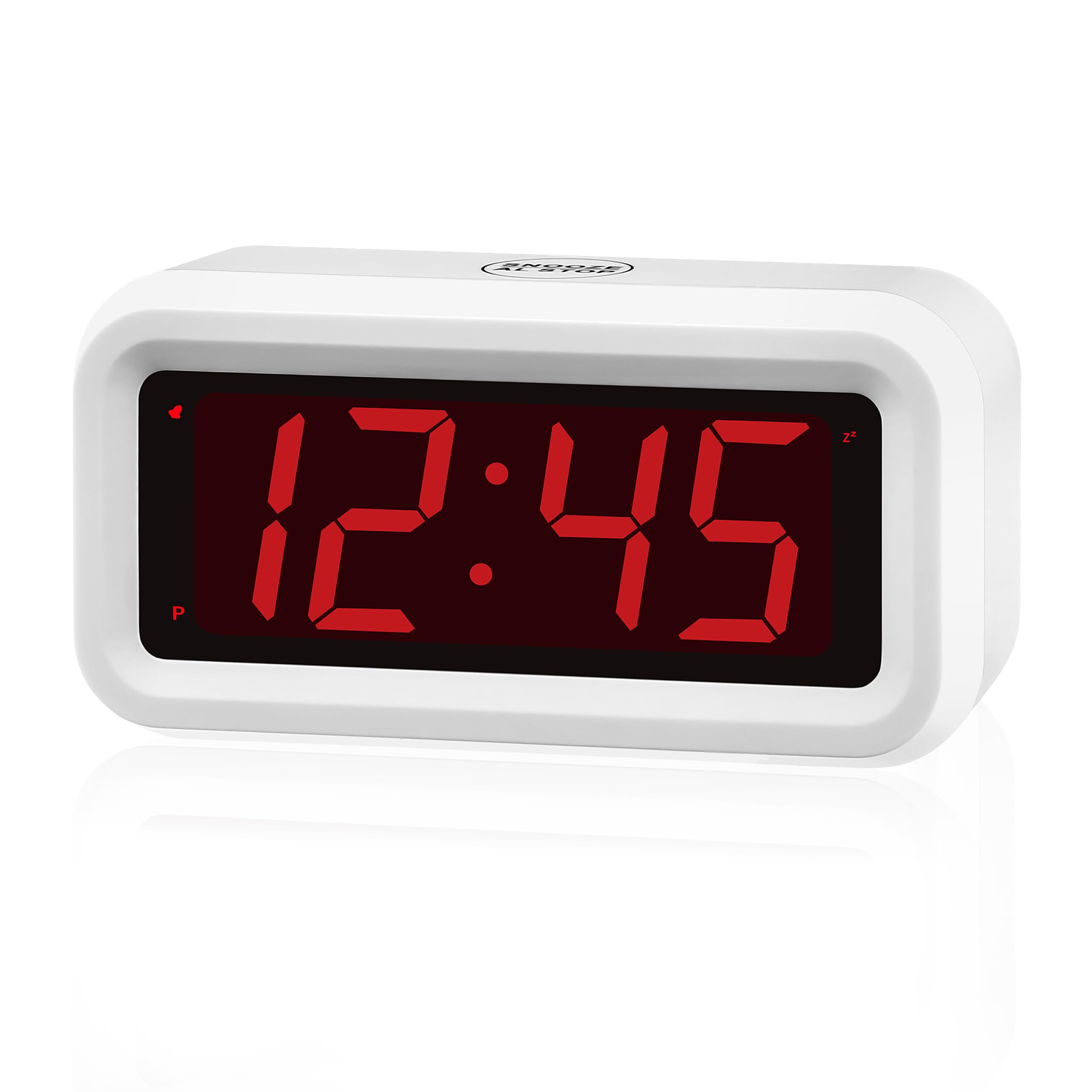 Alarm Clock, Digital Clock, Auto Night-Mode, 3-Level Led Brightness, Battery Powered, 12/24Hr, 1.2 Red Digits Display, Simple 