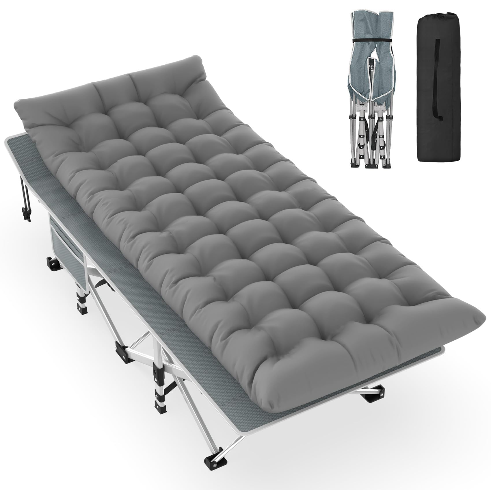 Slendor Camping Cot, Folding Camping Cots for Adults, Portable Sleeping Cot with Carry Bag, 1200D Double Layer Oxford, Camp Cot 