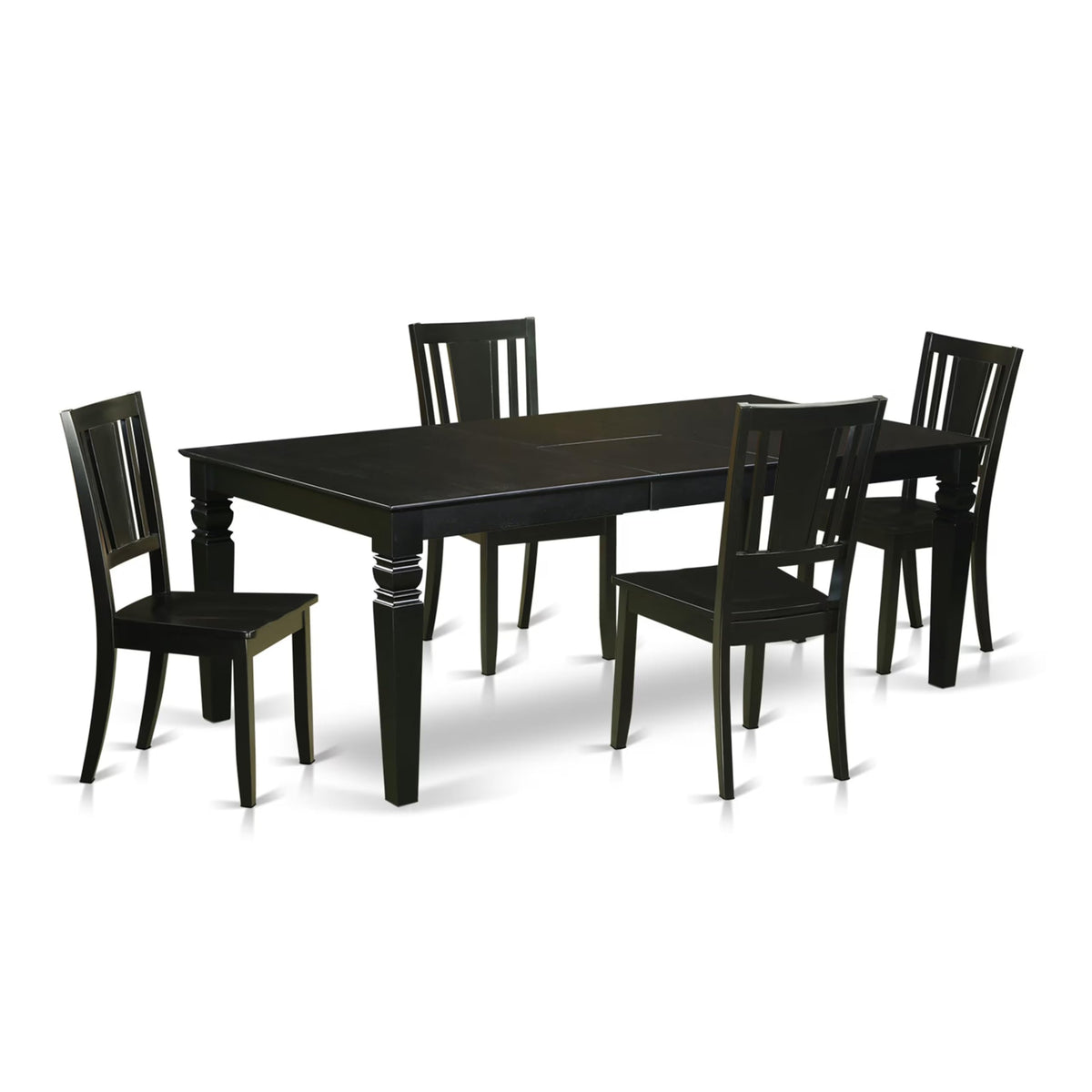 East West Furniture LGDU5-BLK-W 5 Piece Dining Set Includes a Rectangle Dining Table with Butterfly Leaf and 4 Kitchen Chairs, 42x84 Inch, Black