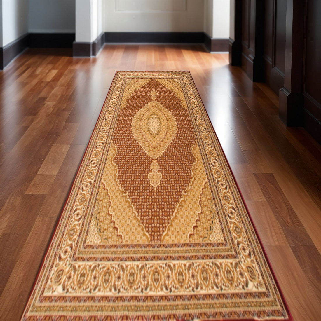 18 Red And Beige Moroccan Runner Rug