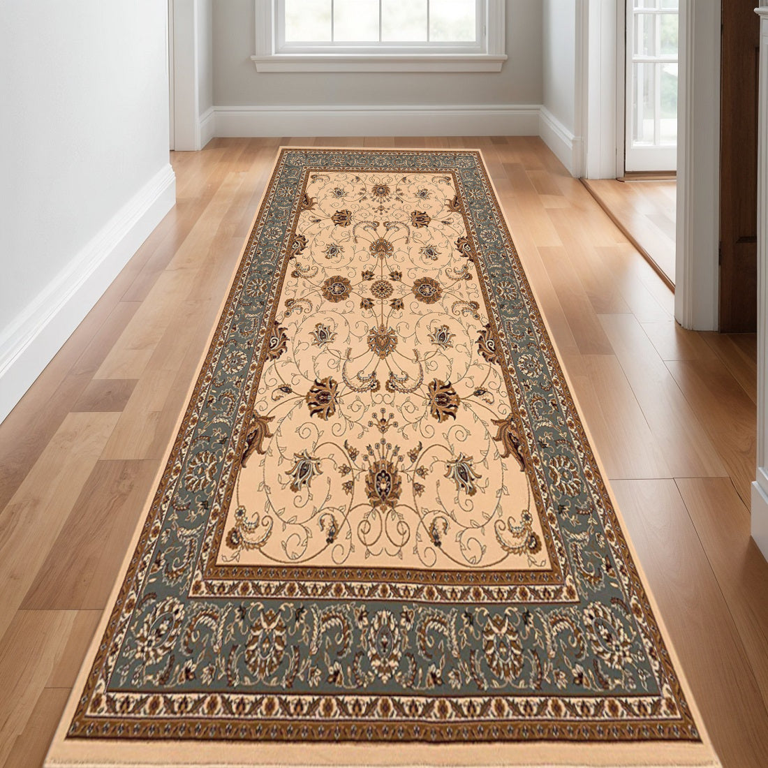 16 Beige Gray And Brown Oriental Runner Rug