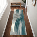 6 Blue And White Abstract Runner Rug