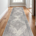 16 Gray And Beige Oriental Runner Rug
