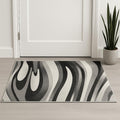 2 X 2 Black And Gray Abstract Square Rug