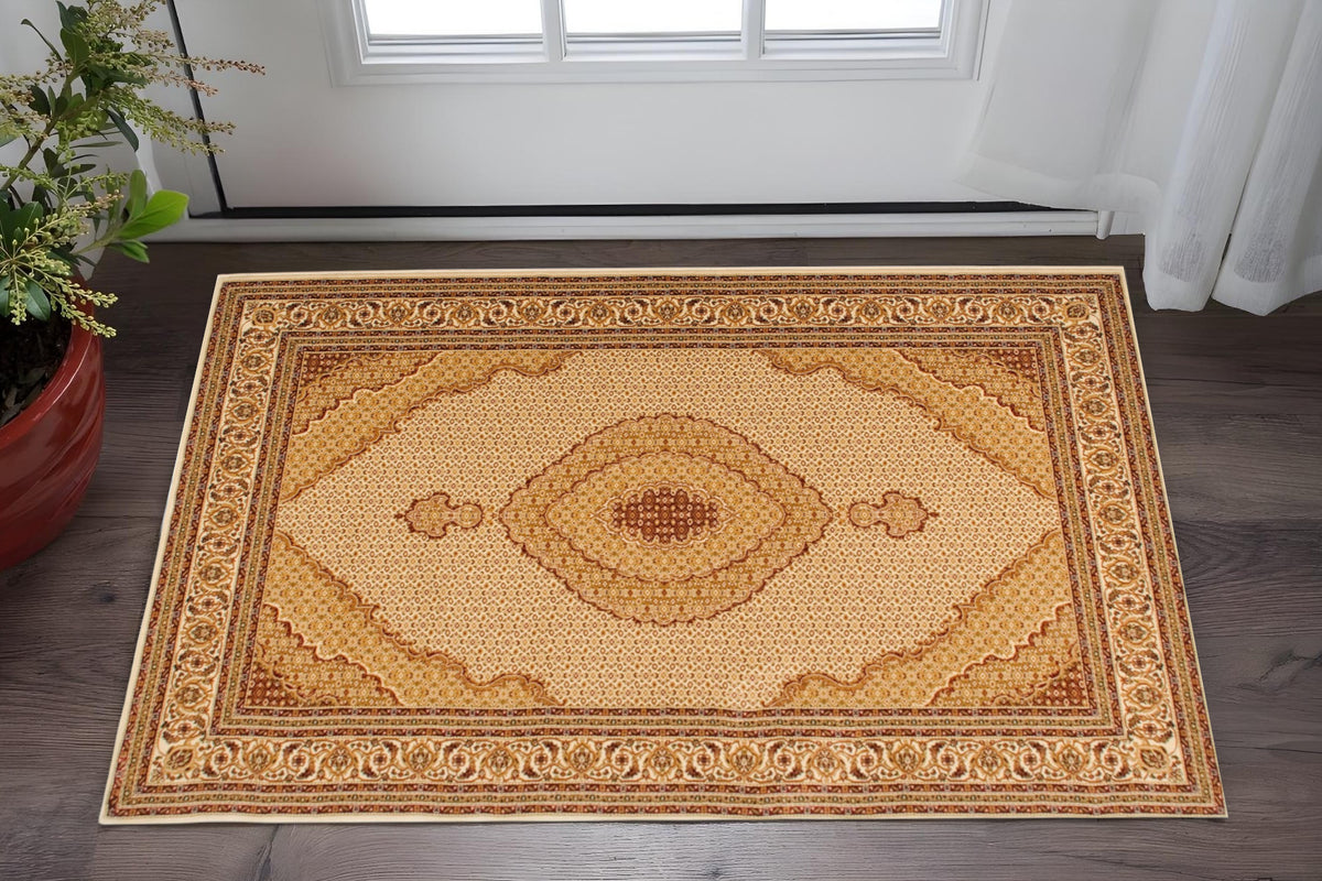2 X 3 Red And Beige Oriental Area Rug
