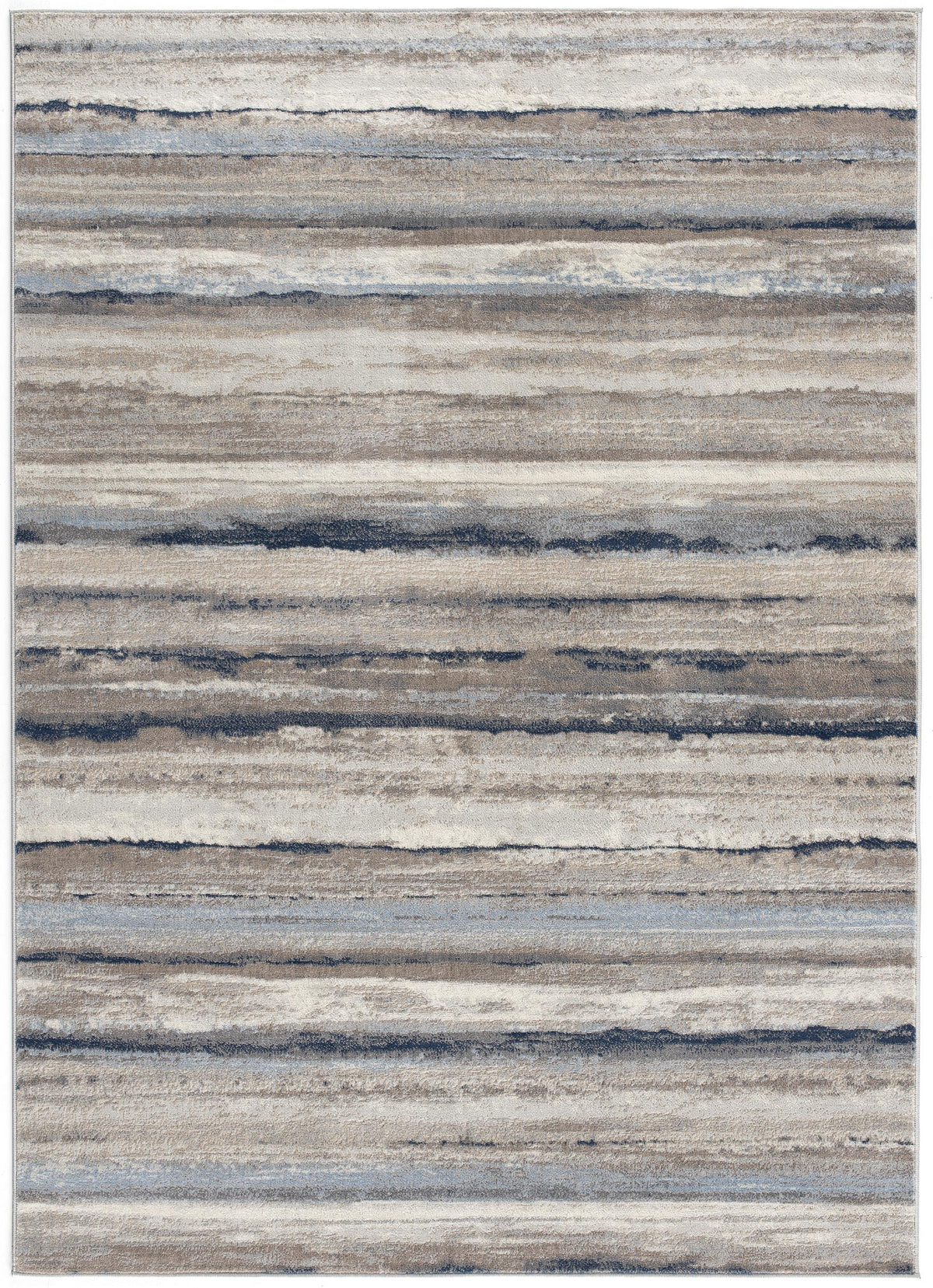 2 X 2 Blue Brown And Beige Striped Square Rug