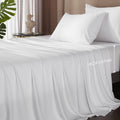 Hyprest King Size Sheet Set,Rayon Derived From Bamboo, Deep Pocket Sheets Fits 18'-24' Thick Mattress,White Sheets Luxury Cool