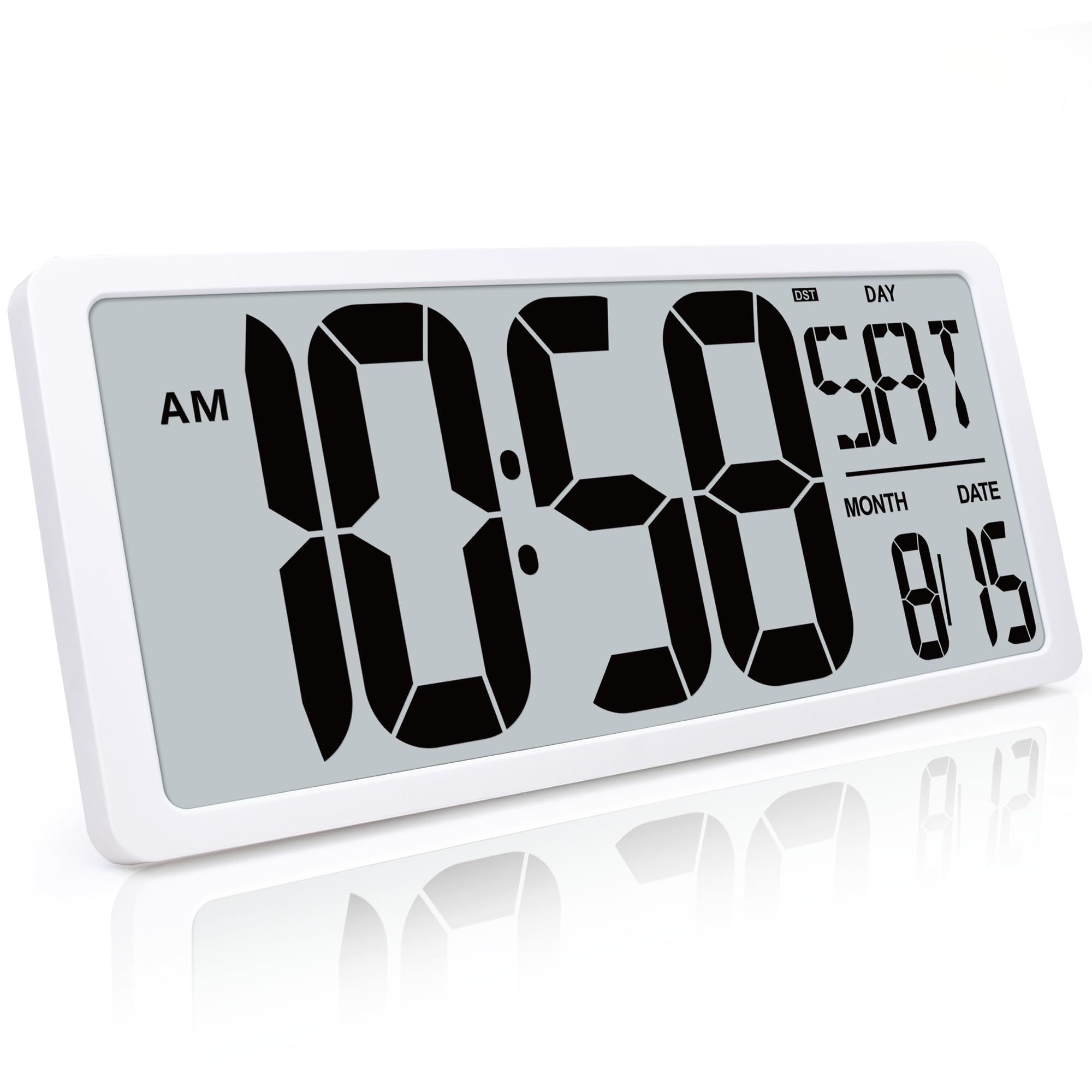 TXL 18.44'' Large Digital Wall Clock with Backlight, Battery Operated Alarm Clock with Day, Date & Temperature, Jumbo Display Di