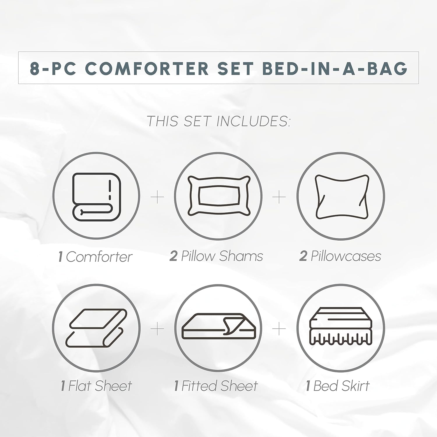 Elegant Comfort Silky Soft 8-Piece Dobby Stripe Bed-In-A-Bag Comforter Set, Includes 4Pc Smart Sheet Set, Bed Skirt, Comforter, Matching Pillowcases And Shams - Full/Queen, Paradise Teal