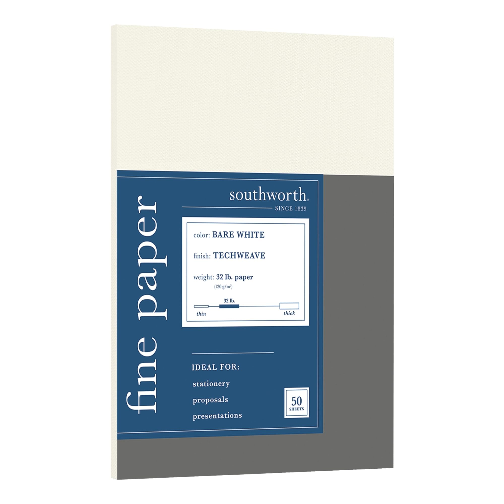 Southworth Techweave Multi-Use Printer & Copy Paper, Bare White, Letter (8.5' X 11'), 50 Sheets Per Pack, 32 Lb, 96 Brightness