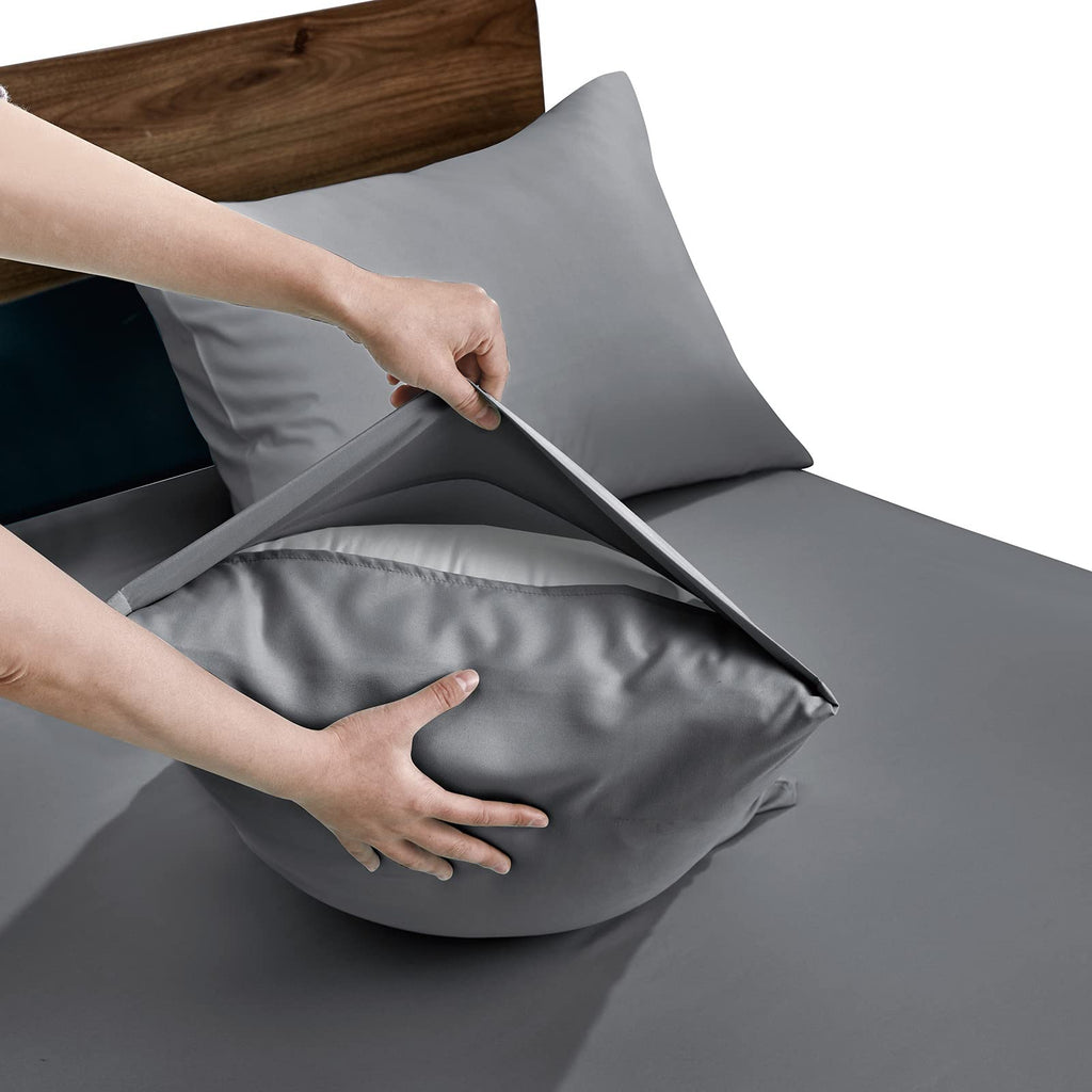 Freshculture Dark Grey Pillowcases King Size 12 Pack - Bulk Pillowcase Set - Envelope Closure - Soft Brushed Microfiber Fabric -