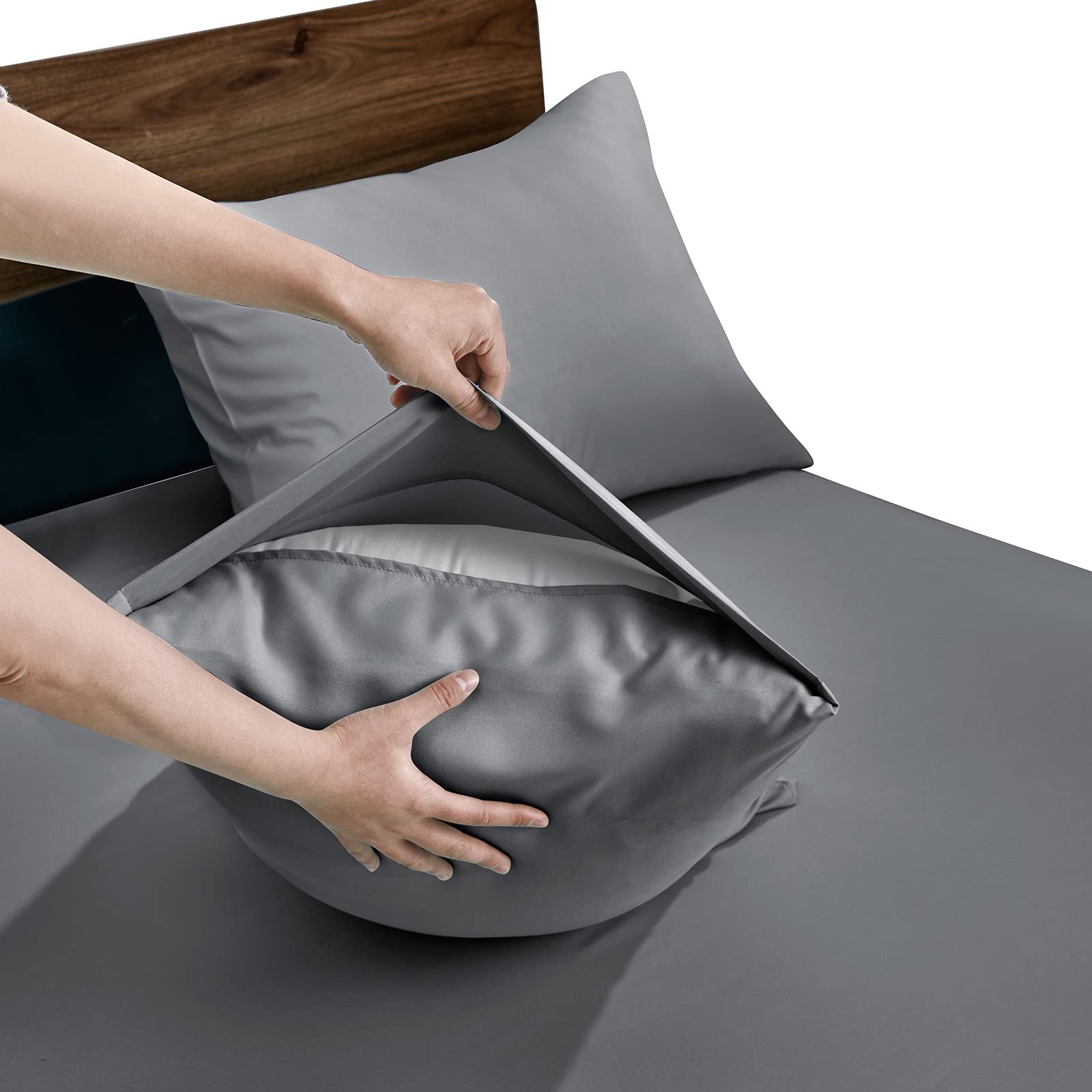 Freshculture Dark Grey Pillowcases King Size 12 Pack - Bulk Pillowcase Set - Envelope Closure - Soft Brushed Microfiber Fabric -