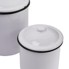 Creative Co-Op Set Of 2 White Enameled Canisters With Lids