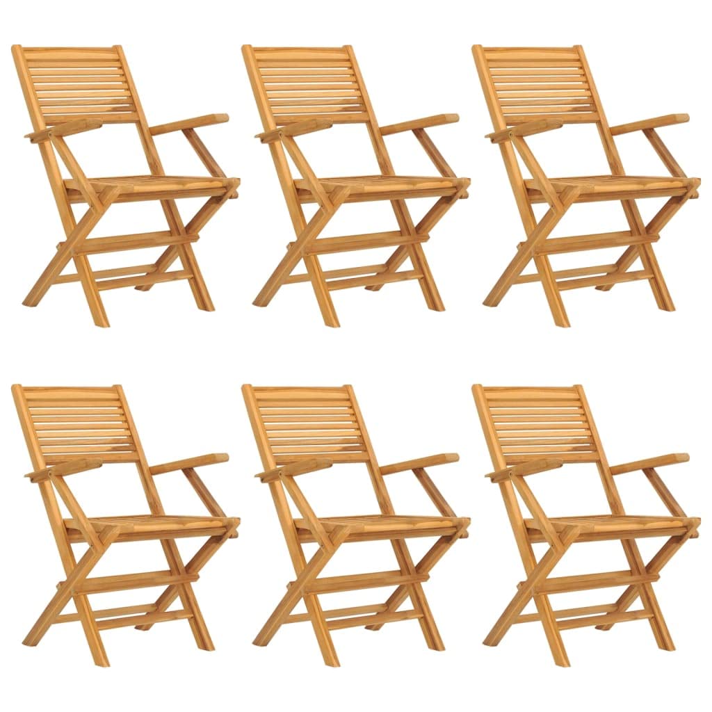 vidaXL Folding Patio Chairs Set of 6 - Solid Teak Wood Outdoor Seating - Scandinavian Style Garden Furniture - 21.7x24.4x35.4