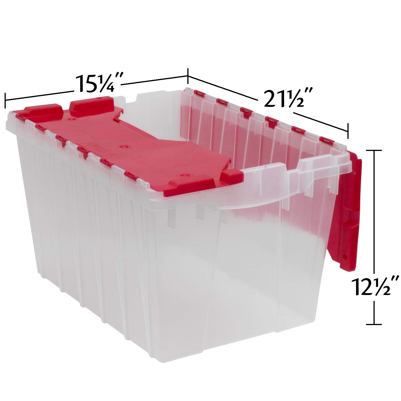 Akro-Mils KeepBox 12 Gallon Storage Container Nesting Stackable Plastic Clear/Red 21.5" x 15.25" x 12.5"