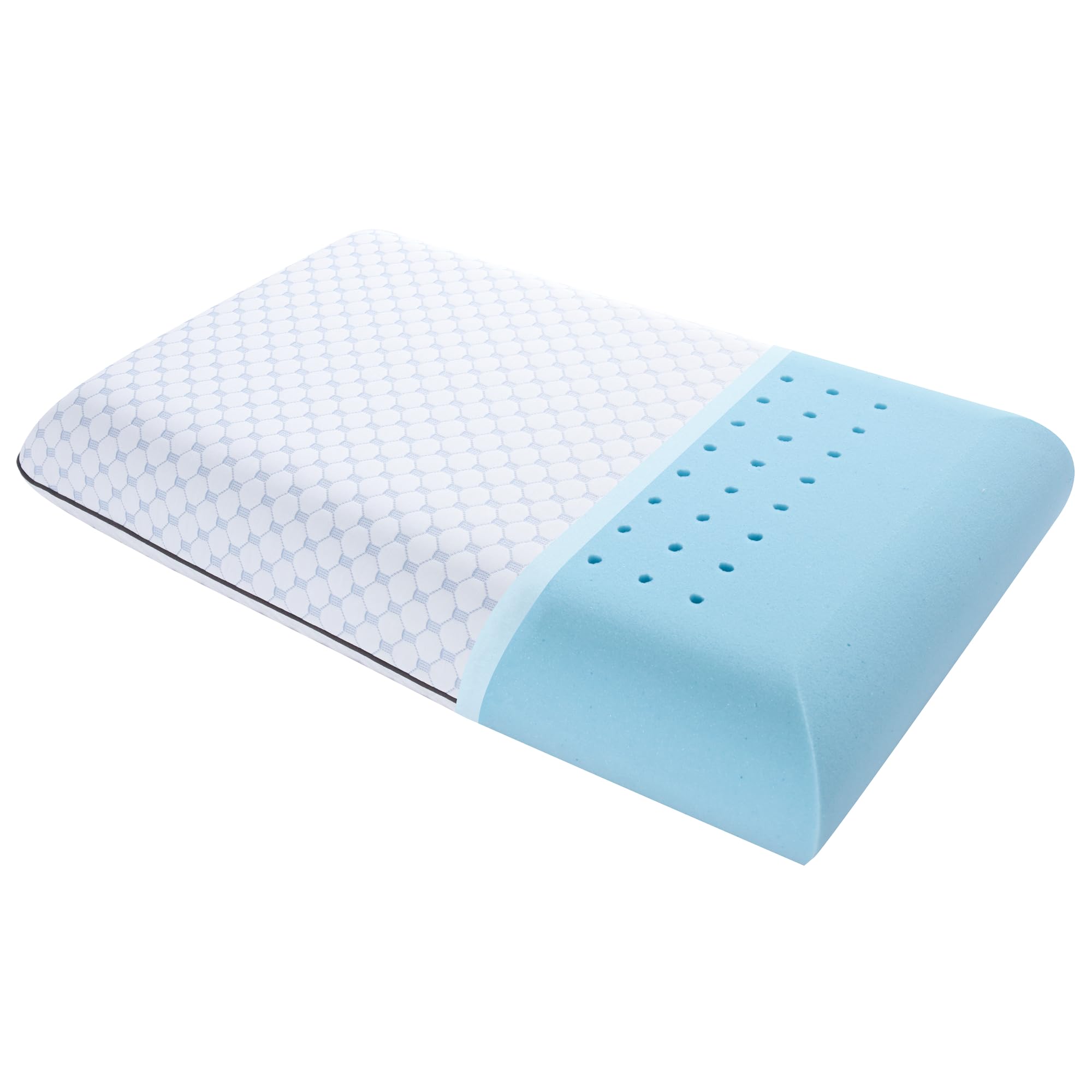 Okao Home Goods Memory Foam Pillow, Queen Ventilated Bed Pillow With Washable Cover, Cooling, Queen 1 Pack