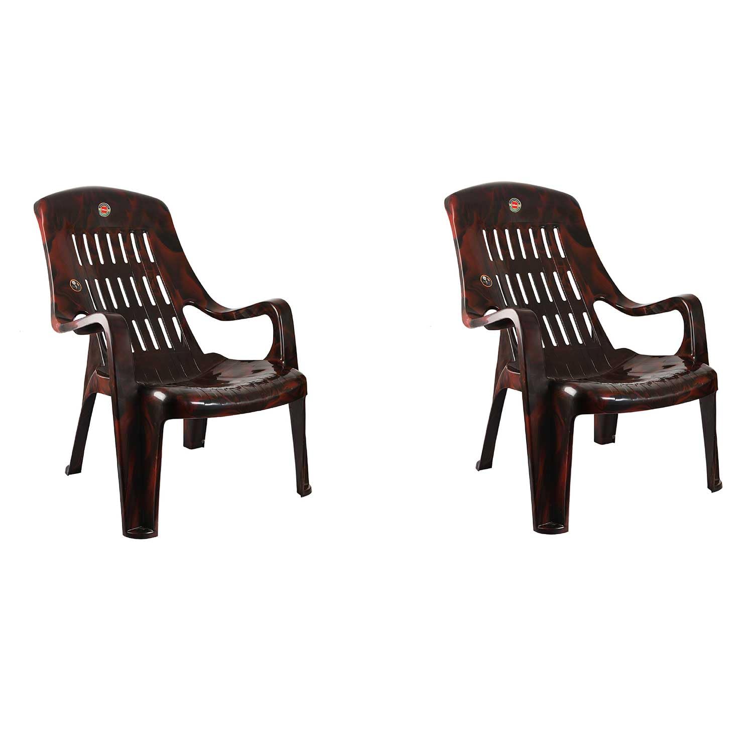 Cello Comfort Relax Plastic Chair (Rosewood)  Set Of 2 | Strong And Durable | Easy To Clean | Chair For Living Room, Bed Room, 