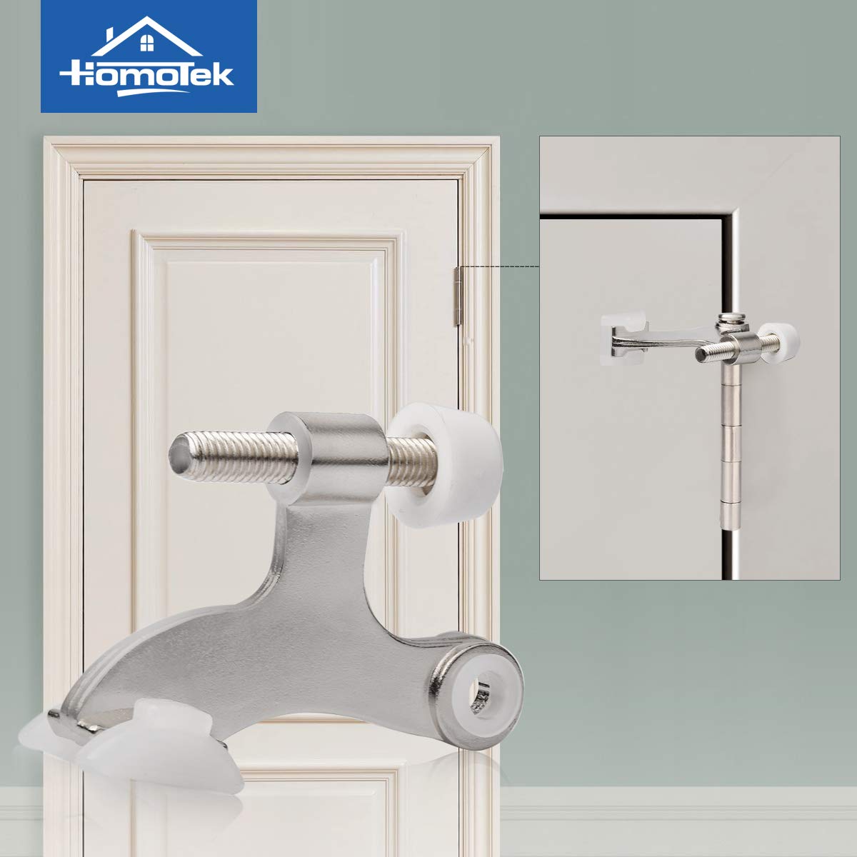Homotek 20 Pack Hinge Pin Door Stopper, Hinge Stops For Top Of Door, Adjustable Deluxe Heavy Duty Door Stop 2-1/2X1-3/4 Inch, Wi