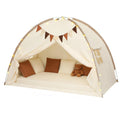 Full Bed Tent Canopy, Indoor Blackout Privacy Toddler Bed Tent for Kids with Light, Portable Sleeping Floor Kids Playhouse (Crea