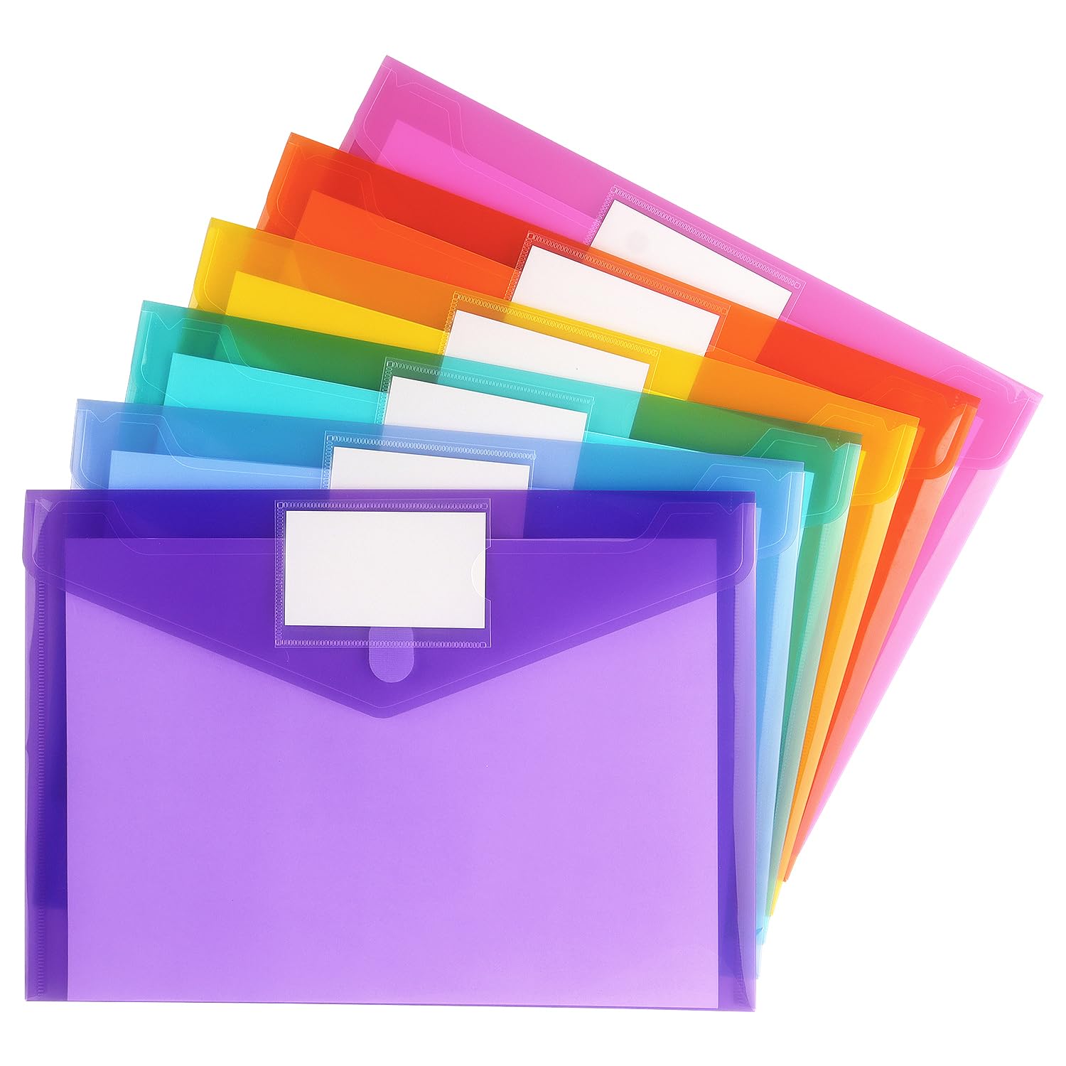 Tamaki 6 Pack Plastic Envelopes Poly Envelope Folder Clear Document Plastic File Folders Organization With Hook & Loop Closure,