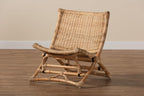 Baxton Studio Herrara Natural Brown Antique Rattan Foldable Lounge Chair