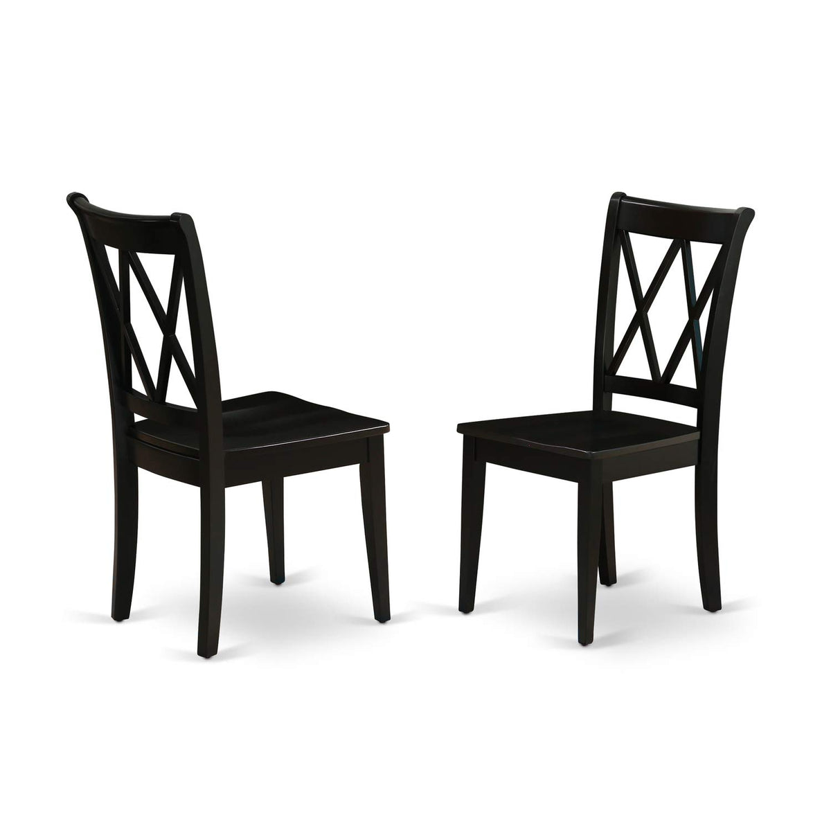 East West Furniture Lgcl7-Blk-W 7Pc Dinette Set Includes A Rectangular 66/84 Inch Dining Room Table With Butterfly Leaf And 6 Wood Seat Chairs, Black Finish, 42X84 Inch