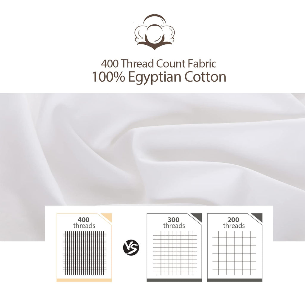 4 Pack Pillow Protector Queen Size 100% Egyptian Cotton Pillow Covers, 400 Thread Count Sateen Weave Cooling Pillow Cases With Z