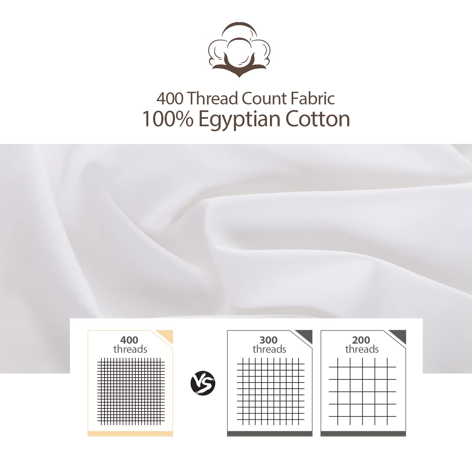 4 Pack Pillow Protector Queen Size 100% Egyptian Cotton Pillow Covers, 400 Thread Count Sateen Weave Cooling Pillow Cases With Z