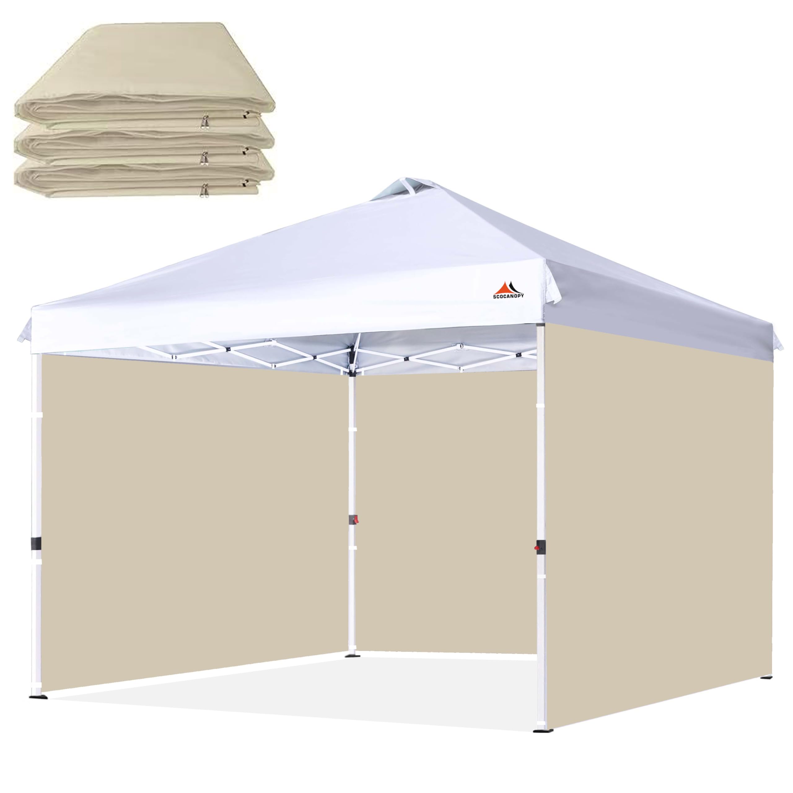 SCOCANOPY SunWall for 10x10 Pop Up Canopy Frame, 3 Pack SideWall Only (Light Khaki)