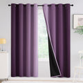 Yakamok Purple 100% Blackout Curtains For Bedroom,Ombre Room Darkening Curtains For Living Room Grommet Window Curtains 72 Inche