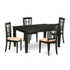 East West Furniture WENI5-BLK-C 5 Piece Dining Room Furniture Set Includes a Rectangle Kitchen Table with Butterfly Leaf and 4 Linen Fabric Upholstered Chairs, 42x60 Inch, Black