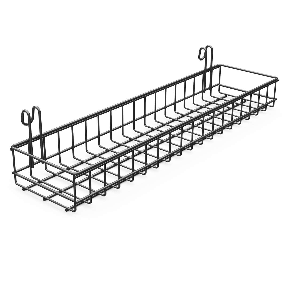 ANZOME Wire Wall Basket, Grid Basket with Hooks, Wall Mounted Organizer for Wall Grid, Kitchen Organizer, Wire Storage Shelf Rac