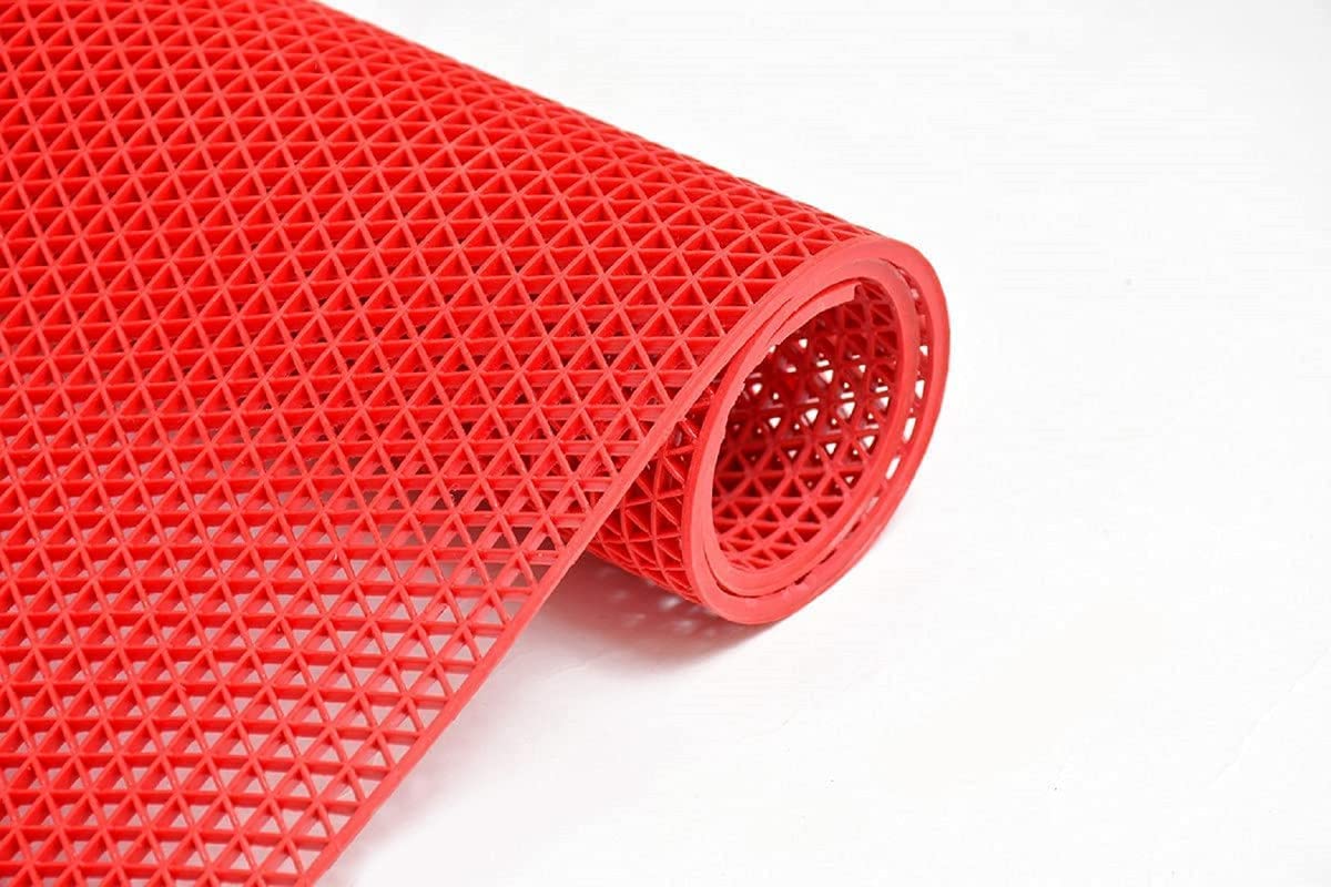 VNQ! Anti Skid & Multipurpose Rubber Mat/Bathroom Mat/Shower Mat/Carpet/Rugs/Rainmat/Swimming Pool Mat Colour Red|(4X10 Feet)