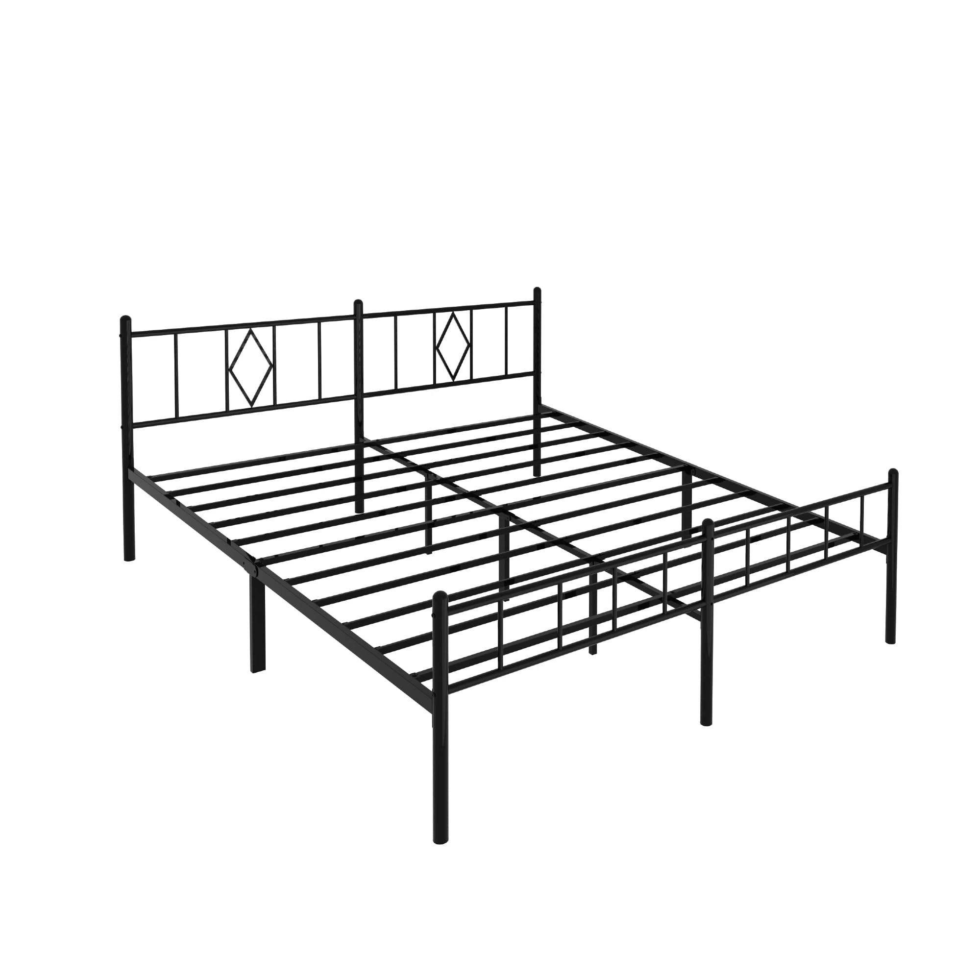 FONTOI King Size Bed Frame, 14 Inch Metal Platform Bed with Iron-Art Headboard & Footboard, Max 3500lbs Metal Slat Support, Bed 