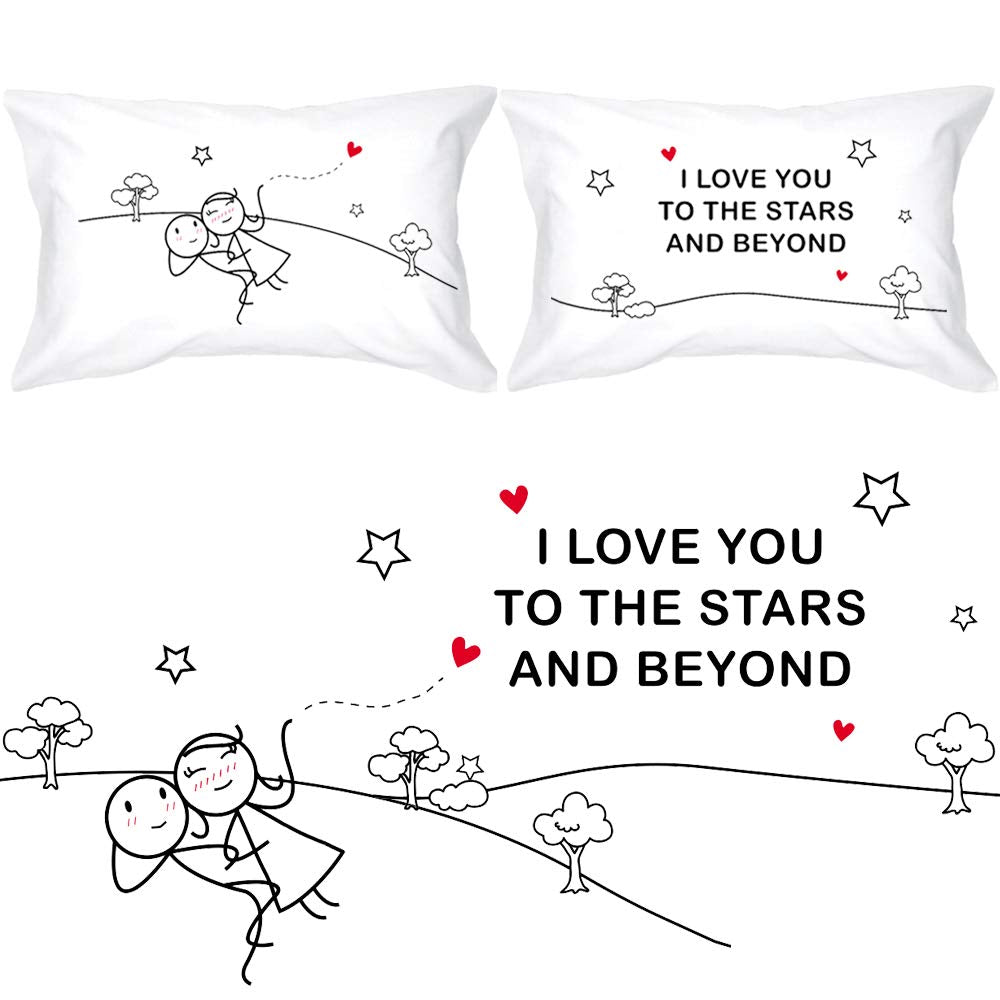 Boldloft Love You To The Stars Couple Pillowcases - Gifts For Couples,Long Distance Relationships Gifts,I Love You Gifts For Him