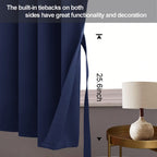 Jiuzhen Blackout Curtains With Tiebacks - Thermal Insulated, Light Blocking And Noise Reducing Grommet Curtain Drapes For Bedroom And Living Room, Set Of 2 Panels, 42 X 45 Inch Length, Navy Blue