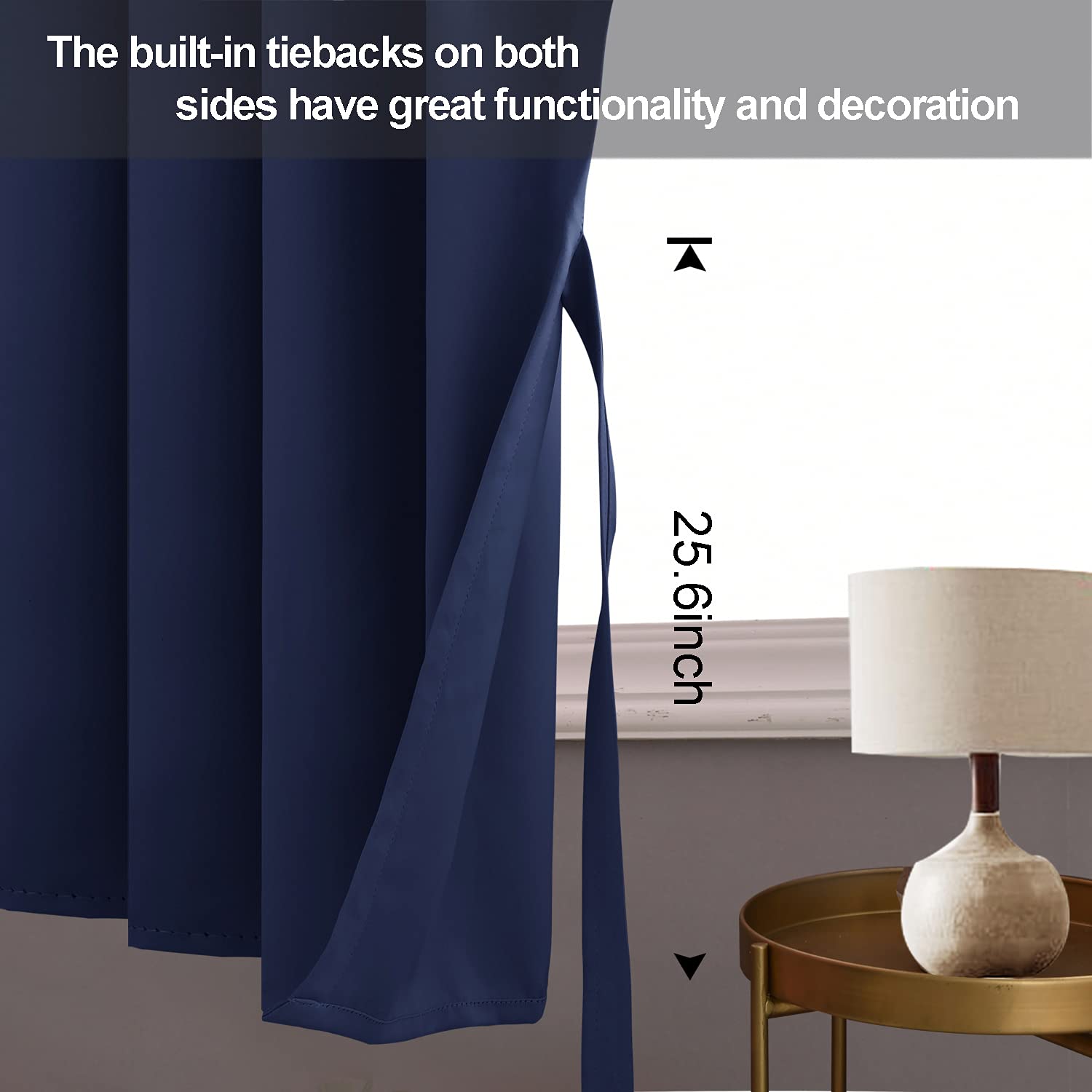Jiuzhen Blackout Curtains With Tiebacks - Thermal Insulated, Light Blocking And Noise Reducing Grommet Curtain Drapes For Bedroom And Living Room, Set Of 2 Panels, 42 X 45 Inch Length, Navy Blue