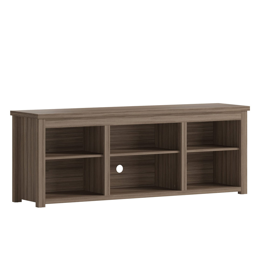 Flash Furniture Kilead TV Stand for up to 80" TVs - Modern Gray Wash Oak Finish - 65" Engineered Wood Framed Media Console - 6 Open Storage Compartments