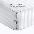 Sleep Zone Striped Cooling Sheets Set Full Size - Fitted Flat Sheet & Pillowcase Sets 4 Piece - Super Soft Stripe Bed Sheet, Easy Care, Deep Pocket (White, Full)