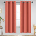 Yakamok Thermal Curtains Blackout Curtain Panels, Room Darkening Solid Grommet Top Window Drapes For Dedroom, 42X72 Inch, Coral