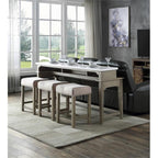 Acme Wandella 4-Piece Wooden Counter Dining Set in White and Rustic Oak