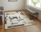 HomeRoots 514403 9 x 12 ft. Ivory & Taupe Wool Abstract Hand Tufted Handmade Rectangle Area Rug
